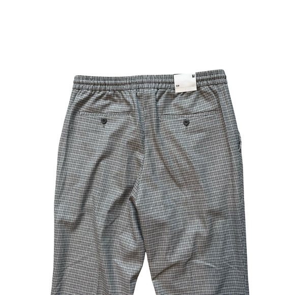 NWT, Express Slim Gray/Black Plaid Hyper Stretch Drawstring Comfort Pant, Sz M - Picture 6 of 15